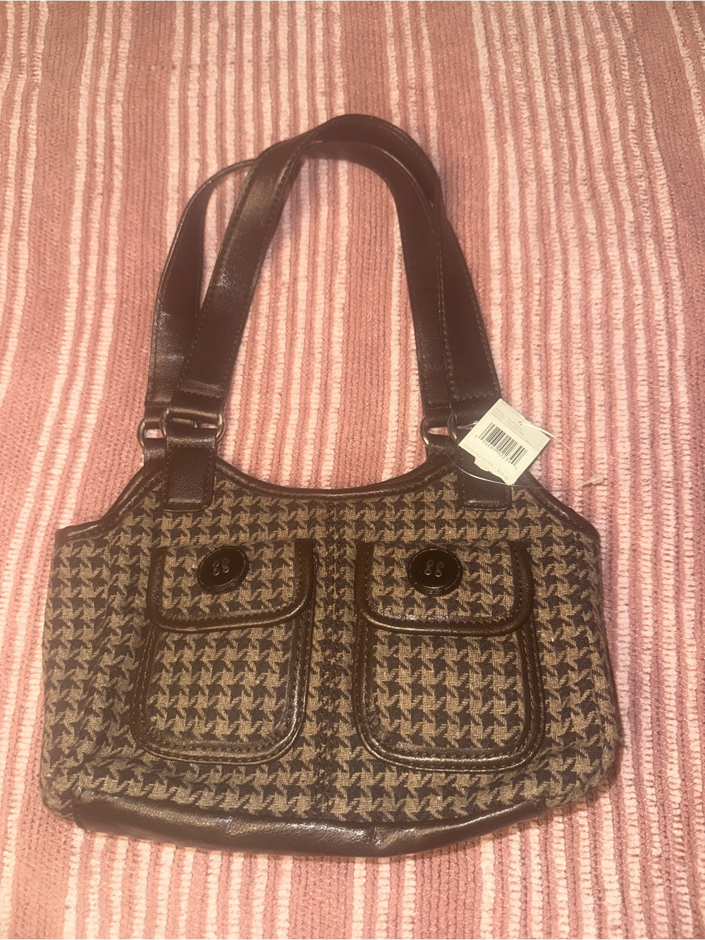 Liz Claiborne Brown Houndstooth Shoulder Bag
